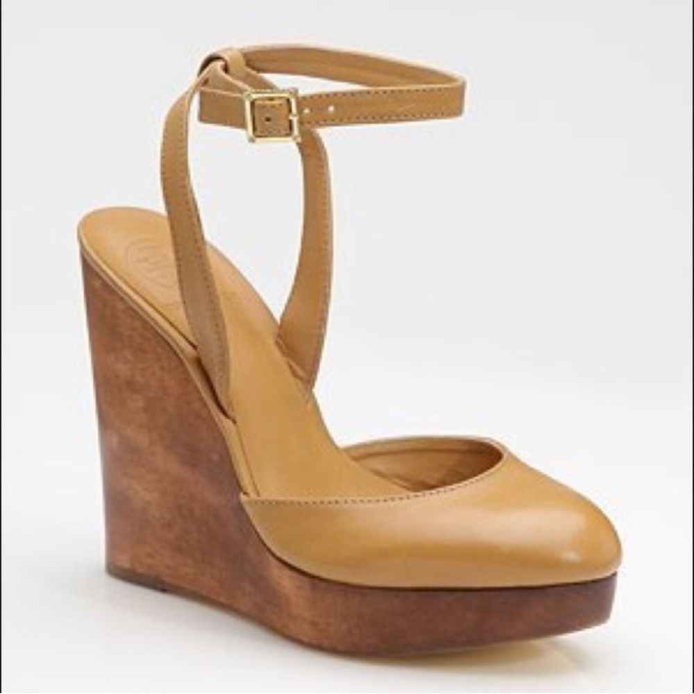 Tory Burch Drea Wood Wedge Sandal Size 7.5